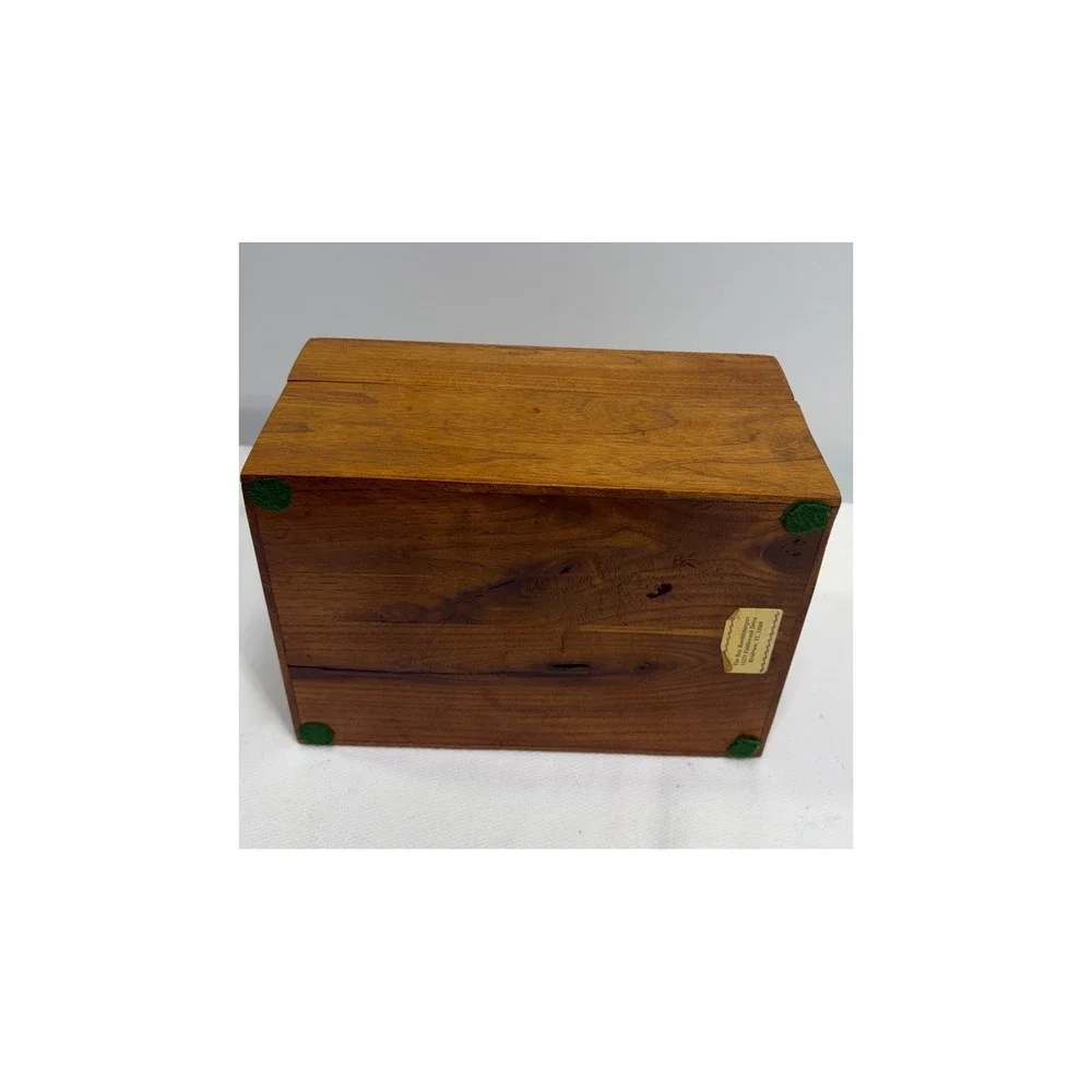 Vintage Hand Carved Wooden Recipe Box Dots Recipes Rustic Kitchen Decor Brown
